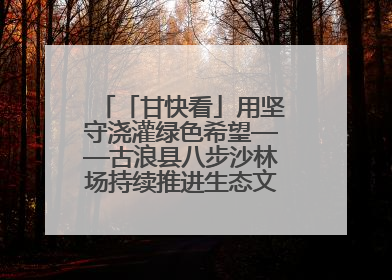 「甘快看」用坚守浇灌绿色希望——古浪县八步沙林场持续推进生态文明建设见闻