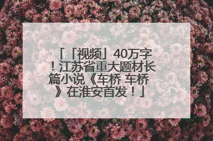 「视频」40万字！江苏省重大题材长篇小说《车桥 车桥》在淮安首发！
