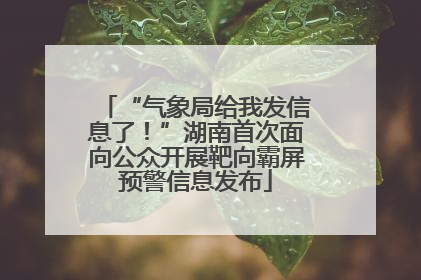 “气象局给我发信息了！”湖南首次面向公众开展靶向霸屏预警信息发布