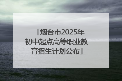 烟台市2025年初中起点高等职业教育招生计划公布