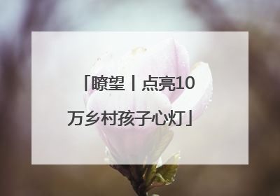 瞭望丨点亮10万乡村孩子心灯