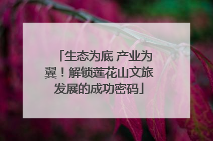 生态为底 产业为翼！解锁莲花山文旅发展的成功密码