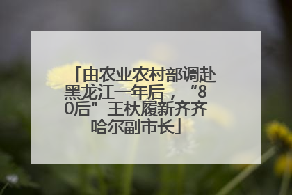 由农业农村部调赴黑龙江一年后，“80后”王杕履新齐齐哈尔副市长