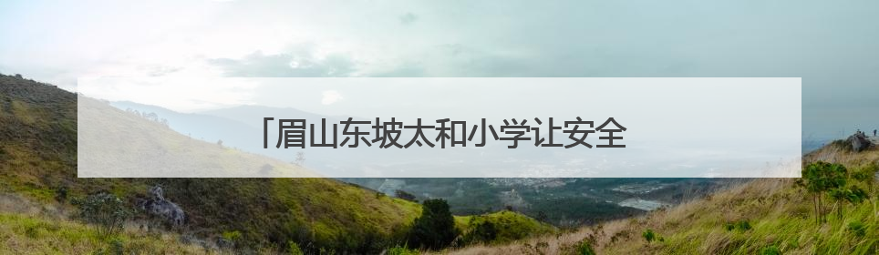 眉山东坡太和小学让安全知识在学生心里深深扎根