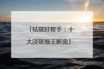 祛斑好帮手：十大淡斑卷王新宠