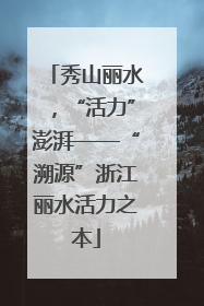 秀山丽水，“活力”澎湃——“溯源”浙江丽水活力之本
