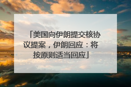 美国向伊朗提交核协议提案，伊朗回应：将按原则适当回应