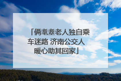 俩耄耋老人独自乘车迷路 济南公交人暖心助其回家