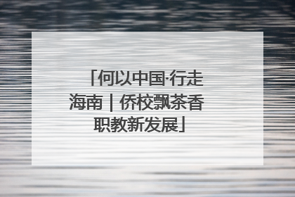 何以中国·行走海南｜侨校飘茶香 职教新发展