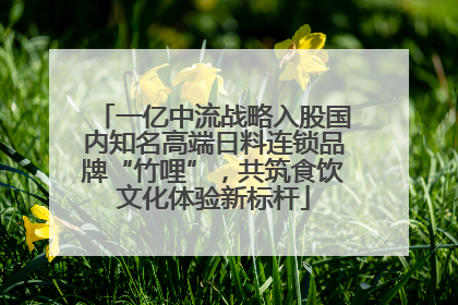 一亿中流战略入股国内知名高端日料连锁品牌“竹哩”，共筑食饮文化体验新标杆