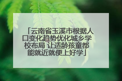 云南省玉溪市根据人口变化趋势优化城乡学校布局 让适龄孩童都能就近就便上好学