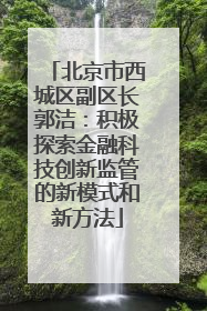 北京市西城区副区长郭洁：积极探索金融科技创新监管的新模式和新方法