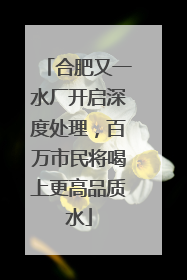 合肥又一水厂开启深度处理，百万市民将喝上更高品质水