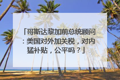 哥斯达黎加前总统顾问：美国对外加关税，对内猛补贴，公平吗？