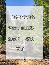 孩子学习效率低，到底怎么破？｜校长来了