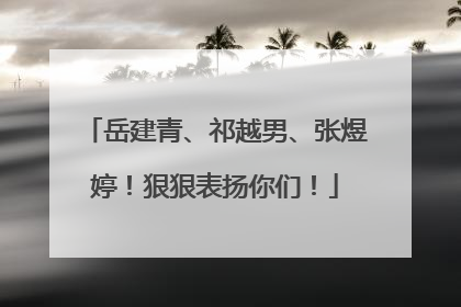 岳建青、祁越男、张煜婷！狠狠表扬你们！