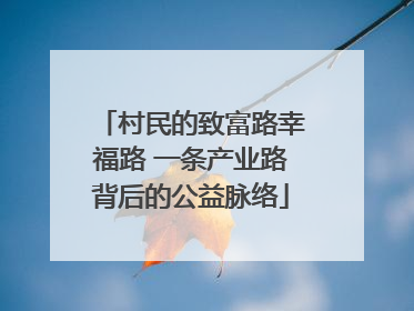 村民的致富路幸福路 一条产业路背后的公益脉络