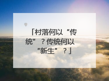 村落何以“传统”？传统何以“新生”？