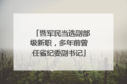 暨军民当选副部级新职，多年前曾任省纪委副书记