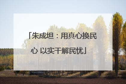 朱成坦：用真心换民心 以实干解民忧