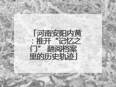 河南安阳内黄：推开“记忆之门” 翻阅档案里的历史轨迹