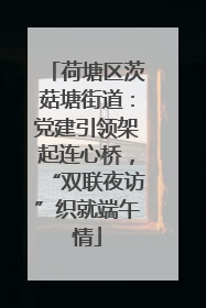 荷塘区茨菇塘街道：党建引领架起连心桥，“双联夜访”织就端午情