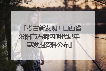 考古新发现！山西省汾阳市冯郝沟明代纪年墓发掘资料公布