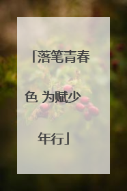 落笔青春色 为赋少年行