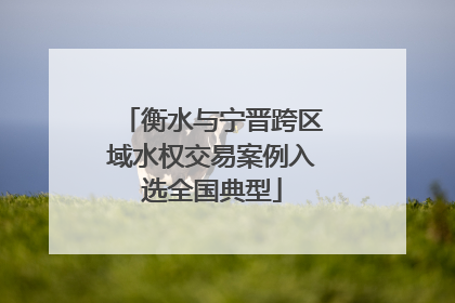 衡水与宁晋跨区域水权交易案例入选全国典型