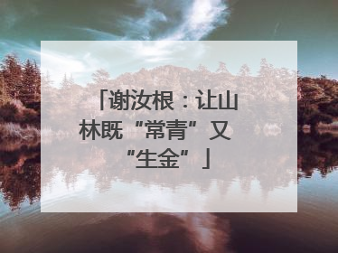 谢汝根：让山林既“常青”又“生金”