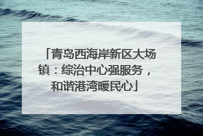 青岛西海岸新区大场镇：综治中心强服务，和谐港湾暖民心