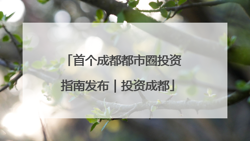 首个成都都市圈投资指南发布｜投资成都