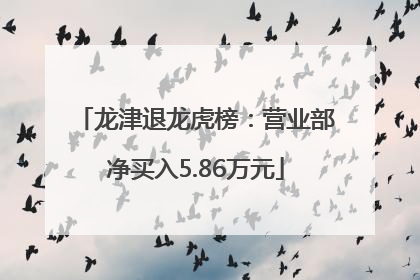 龙津退龙虎榜：营业部净买入5.86万元