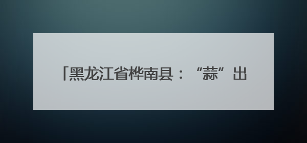 黑龙江省桦南县：“蒜”出振兴路 “园”梦新乡村