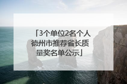 3个单位2名个人 德州市推荐省长质量奖名单公示