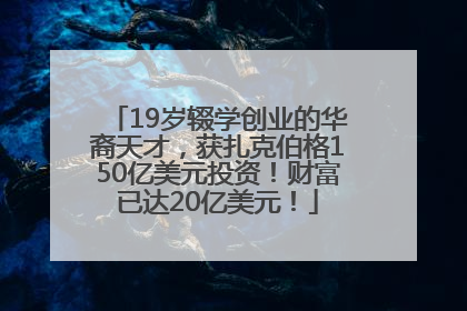 19岁辍学创业的华裔天才，获扎克伯格150亿美元投资！财富已达20亿美元！